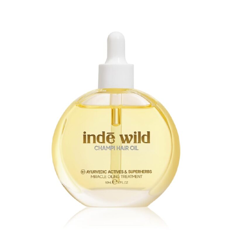 indē wild Champi Hair Oil with Rosemary Oil, Brahmi, Amla, and Bhringraj | Ayurvedic Hair Growth Oil for Dandruff, Hairfall, & Thicker, Fuller Hair | 16+ Ayurvedic Actives | Calming Fragrance