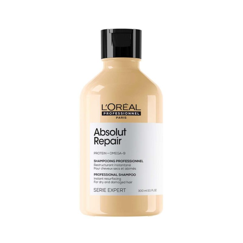 L'Oréal Professionnel Absolut Repair Shampoo for Dry & Damaged Hair - 300ml | Professional shampoo for Strengthening and Repairing Hair, With Protein & Omega-9, For Men & Women
