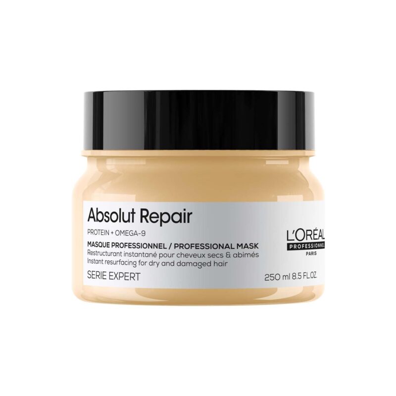 L'Oréal Professionnel Absolut Repair Mask for Dry & Damaged Hair - 250ml | Professional mask for Strengthening and Repairing Hair, With Protein & Omega-9, For Men & Women