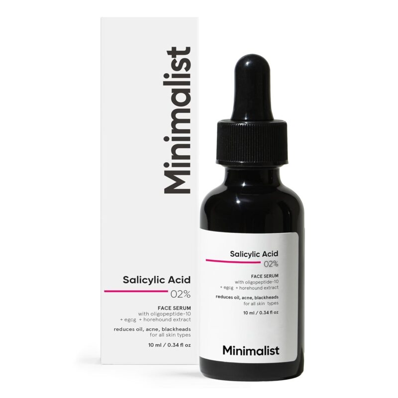 Minimalist Anti-Acne 2% Salicylic Acid Face Serum for All Skin Types | Reduces Blackheads,Oiliness, Excess Oil & Bumpy Texture | BHA Based Exfoliant | 10ml