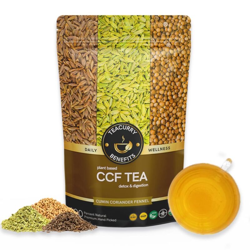 TEACURRY CCF Tea (1000 Grams,2000 Cups) - Cumin Coriander Fennel Tea for Migraine, Headaches, Digestive Health - Spain's Cumin Coriander Fennel Tea