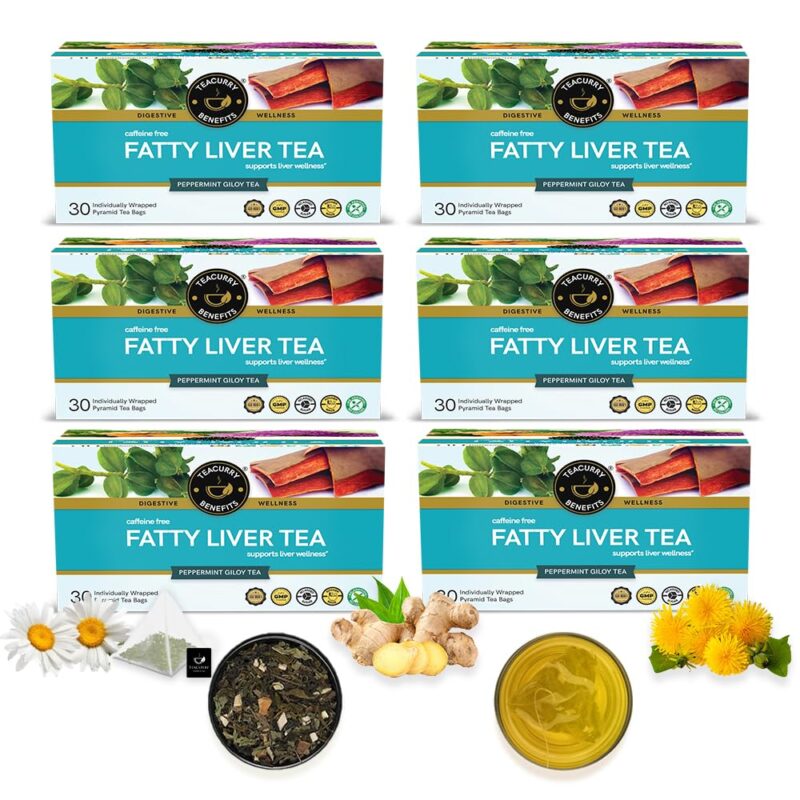 TEACURRY Fatty Liver Tea (6 Month Pack, 180 Tea Bags) - Helps with Abdominal Swelling, Ascites, Enlarged Vessels