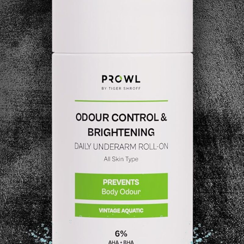 PROWL by Tiger Shroff 6% AHA BHA Mandelic Acid Underarm Roll On For Man | Brightens Dark Underarms | Long Lasting Antiperspirant Odour Control Rollon | Non-Sticky | Vintage Aquatic, 40ml