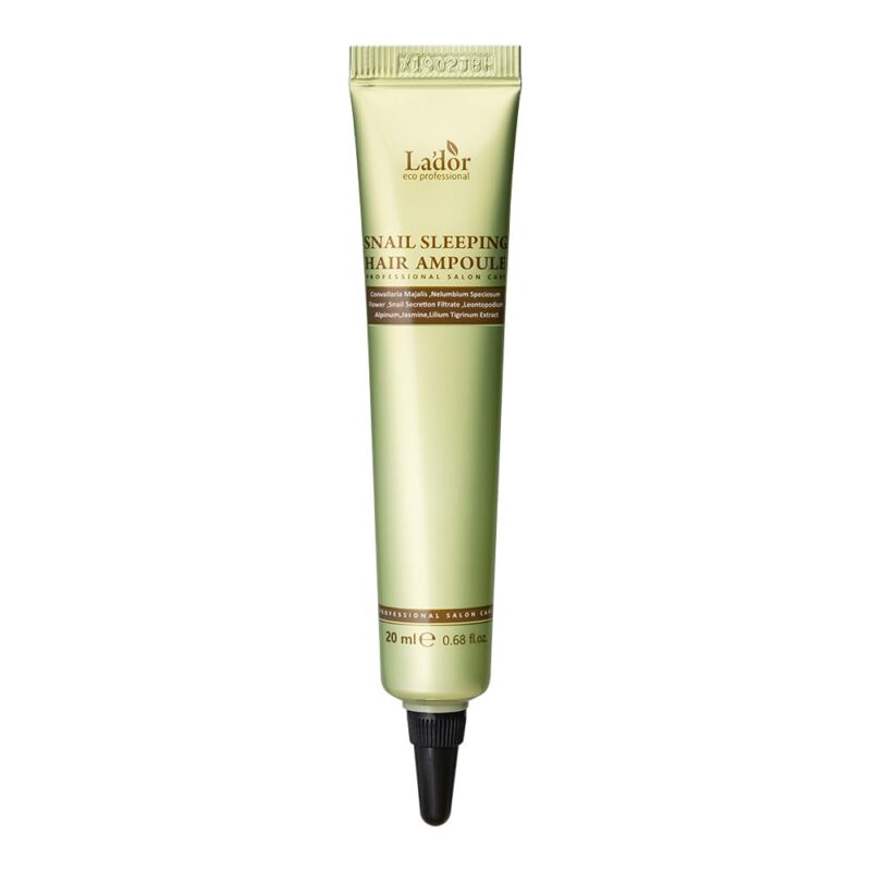 LADOR Snail Sleeping Korean Hair Ampoule (20ml) Overnight Leave-In Treatment Hair Mask with Snail Mucin & Keratin | Intense Hydration, Ultimate Smoothness for Dry, Damaged, Frizzy & Coloured Hair