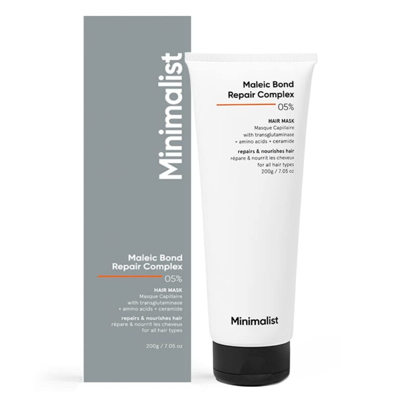 Minimalist Hair Mask For Frizzy Hair, Repairing Dry, Damaged & Dull Hair | Maleic Bond Repair Complex 05% with Transglutaminase, Amino Acids & Ceramides | For Damaged & Treated Hair | Controls Frizzy Hair | For Women & Men | 200 gm