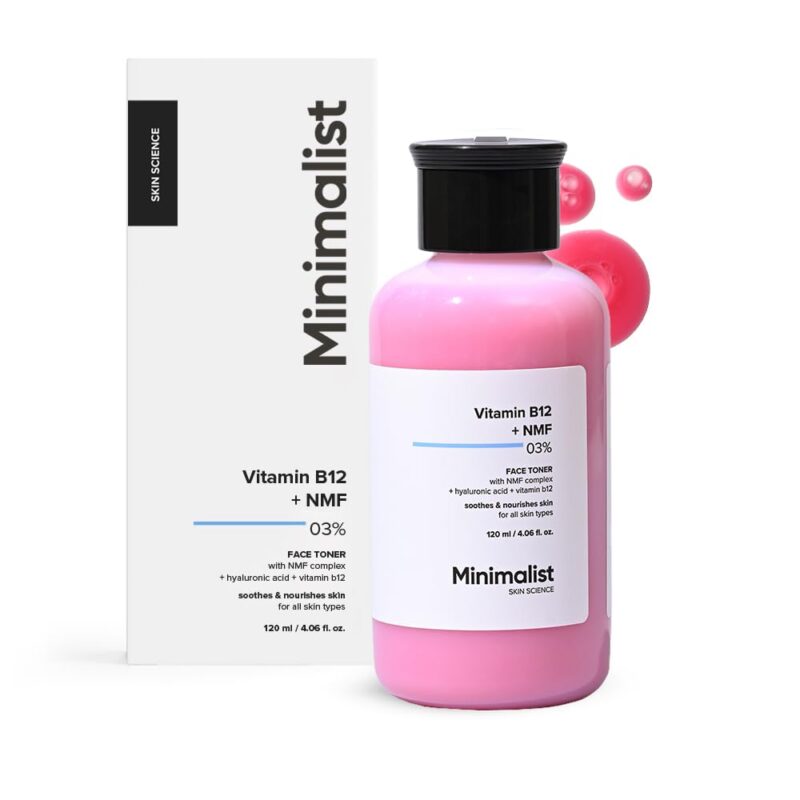 Minimalist Vitamin B12 + NMF 3% Face Toner for Women & Men| Toner for All Skin Types | Soothes & Nourishes Skin | With Hyaluronic Acid, Panthenol & Betaine | 120 ml
