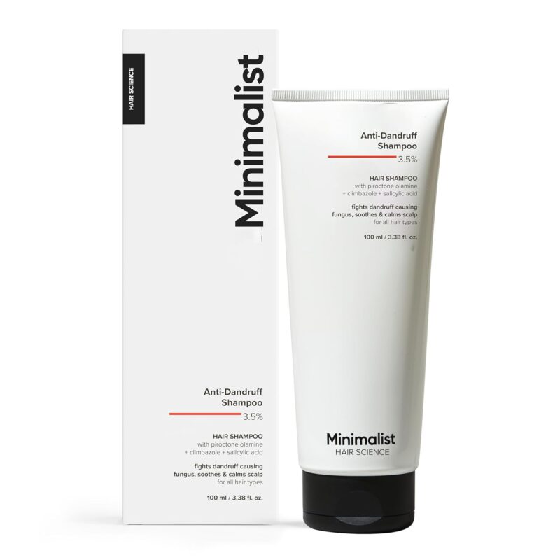 Minimalist Anti-Dandruff Shampoo | Clarifying Shampoo with 2% Salicylic Acid, Climbazole & Piroctone Olamine | Remove Flakes, Soothes Itchy Scalp & Reduces Dandruff | Sulphate-Free | Fragrance-Free | Suitable for All Hair Types | For Women & Men | 100 ml