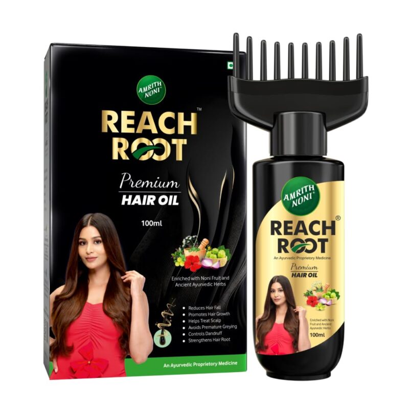 Amrith Noni Reach Root Premium Hair Oil 100ml | Natural Herbal Hair Care | Ayurvedic Scalp Care Oil | Chemical Free Hair Oil - Pack of 2