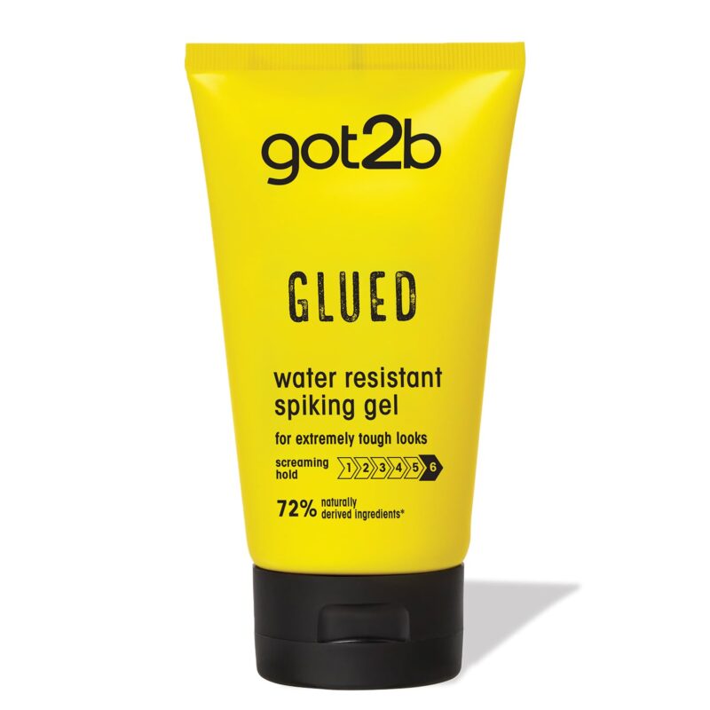 Got2b Glued Water Resistant Spiking Gel, Ultra Strong Hold Level 6, Long-Lasting Style Control, Vegan Formula - 150 ml