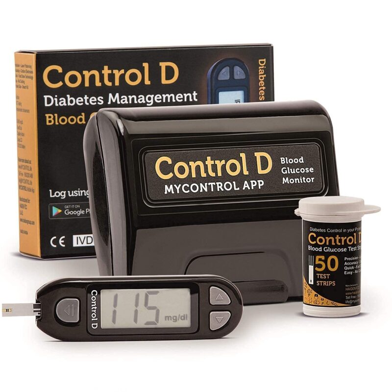 Control D Blood Glucose Monitor (Pack of 50 Strips, Black)