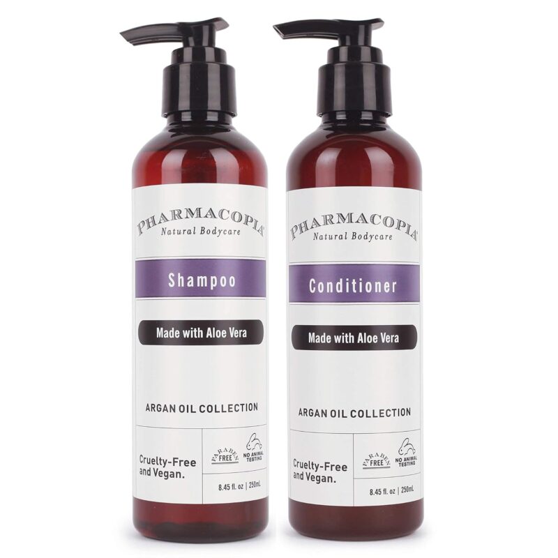 Kimirica Pharmacopia Argan Oil Shampoo and Conditioner Hair Care Duo with Aloe and Argan Oil, 100% Vegan, Paraben and SLS Free (250ml | 250ml)(250mlx2, Shampoo+Conditioner)