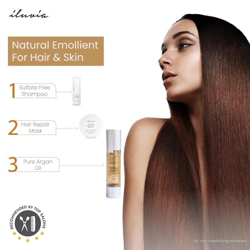 iluvia Pure Argan Oil 50ml – Natural Argan Oil for Hair Care, Skin Moisturizing, Scalp Nourishment | No Color, No Additives, No Carrier Oils, No Fillers | Good for Daily Use
