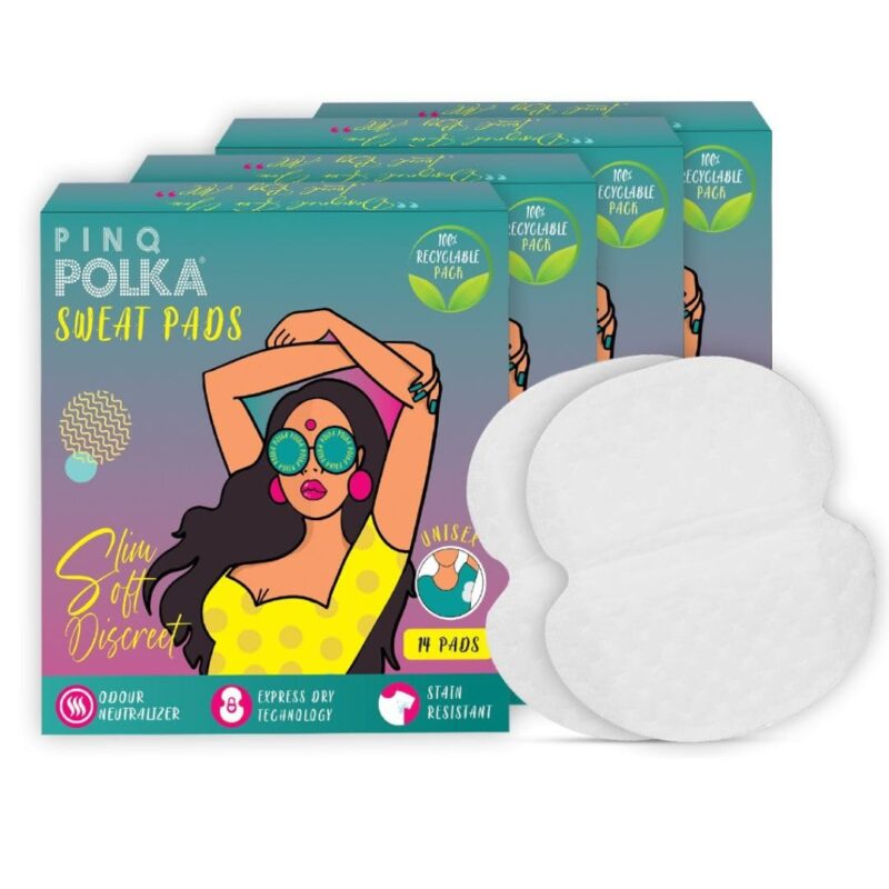 PINQ POLKA Sweat Pads For Underarms For Women & Men | Armpit pads| Prevents Stains |Absorbs Sweat & Unpleasant Odour | Breathable - 56 Pcs
