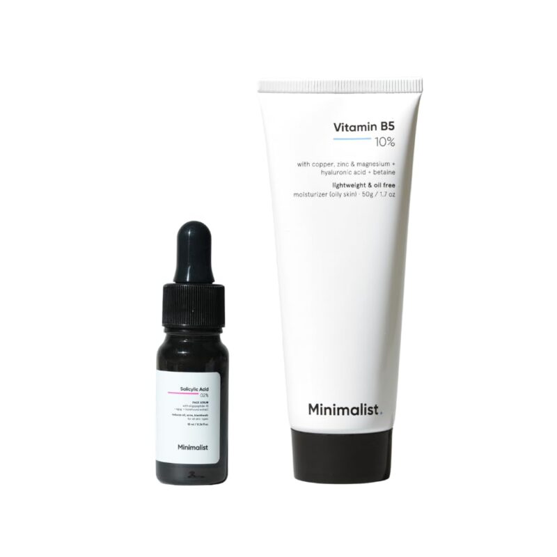 Minimalist B5 Moisturizer 50g + Salicylic Acid 2% Serum 10ml | Hydration & Oil Control Skincare Duo for Acne, Blackhead Reduction & Clear, Balanced Skin