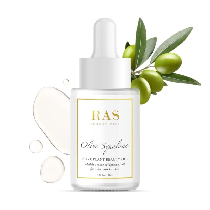 RAS Luxury Oils Olive Squalane Pure Plant Beauty Oil | For Hair, Skin & Nails | Lightweight, Reduces Fine Lines | Rich in Vitamins & Antioxidants | Natural and Organic, Cruelty Free, 35ml