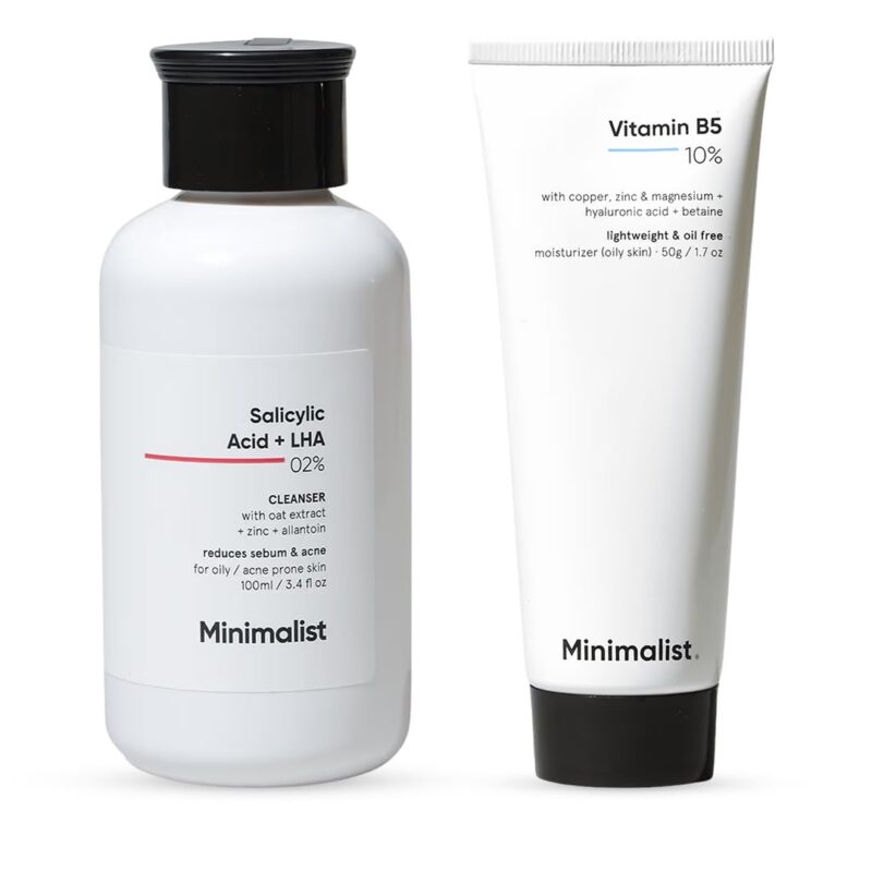Minimalist Anti-Acne Skincare Combo | Salicylic Acid 2% Face Wash + 10% Vitamin B5 Gel Moisturizer | Oil Control, Acne Care & Barrier Repair for Oily Skin