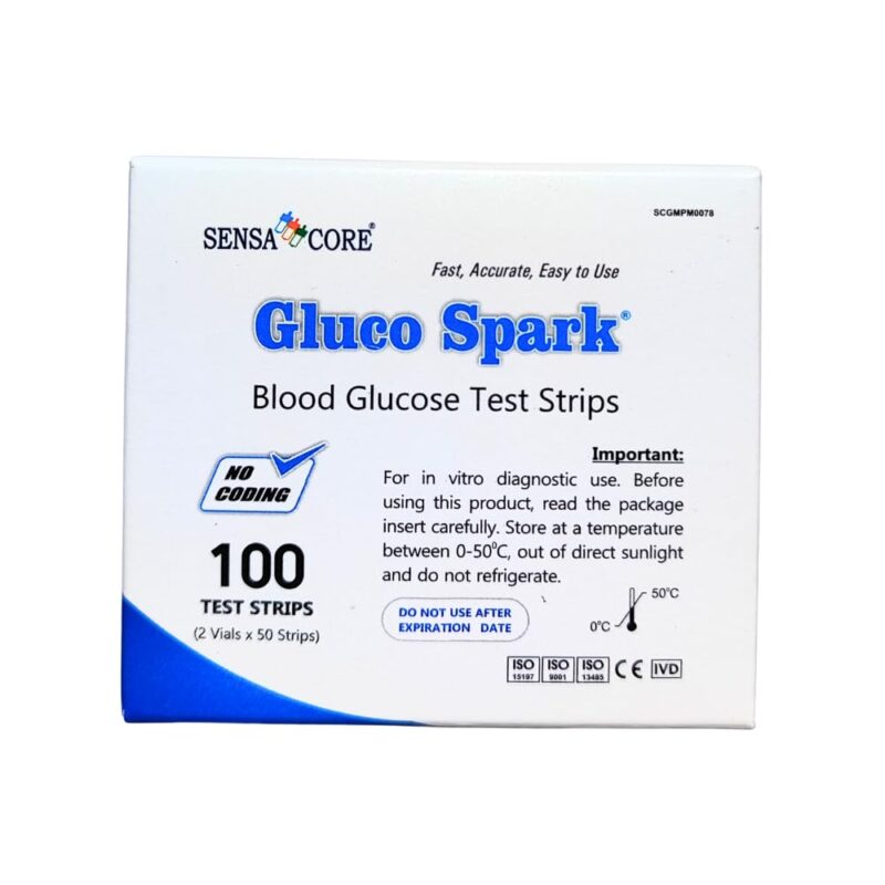 B-Arm Gluco Spark Blood Glucometer Strips (Pack of 100) | Compatible Only With Gluco Spark Blood Glucose Monitor and Not With Any Other Sugar Test Machine | Diabetic Test Strips