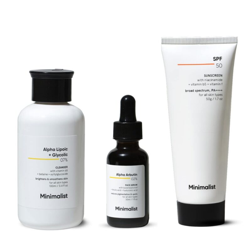 Minimalist Anti-Pigmentation Kit, Skin Care Routine Kit For Unisex, Face Wash, Serum & Sunscreen Combo, 180g