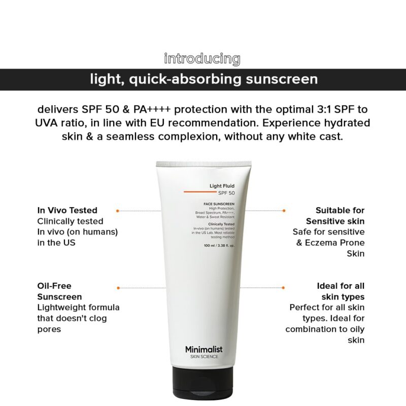Minimalist SPF 50 PA++++ Sunscreen Combo for Oily & Acne Prone Skin | Lightweight Non-Greasy Gel + Cream | Broad Spectrum UVA UVB Protection | No White Cast Daily Use Face Sunscreen
