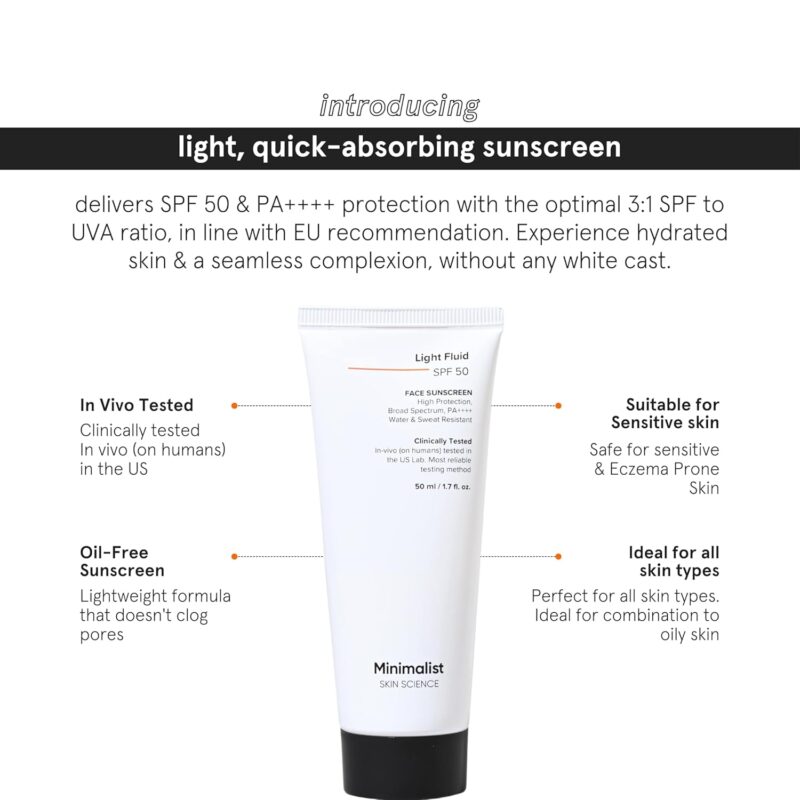 Minimalist SPF 50 PA++++ Sunscreen Mini Combo for Oily & Acne Prone Skin | Lightweight Non-Greasy Gel + Cream | Broad Spectrum UVA UVB Protection | No White Cast Daily Use Face Sunscreen